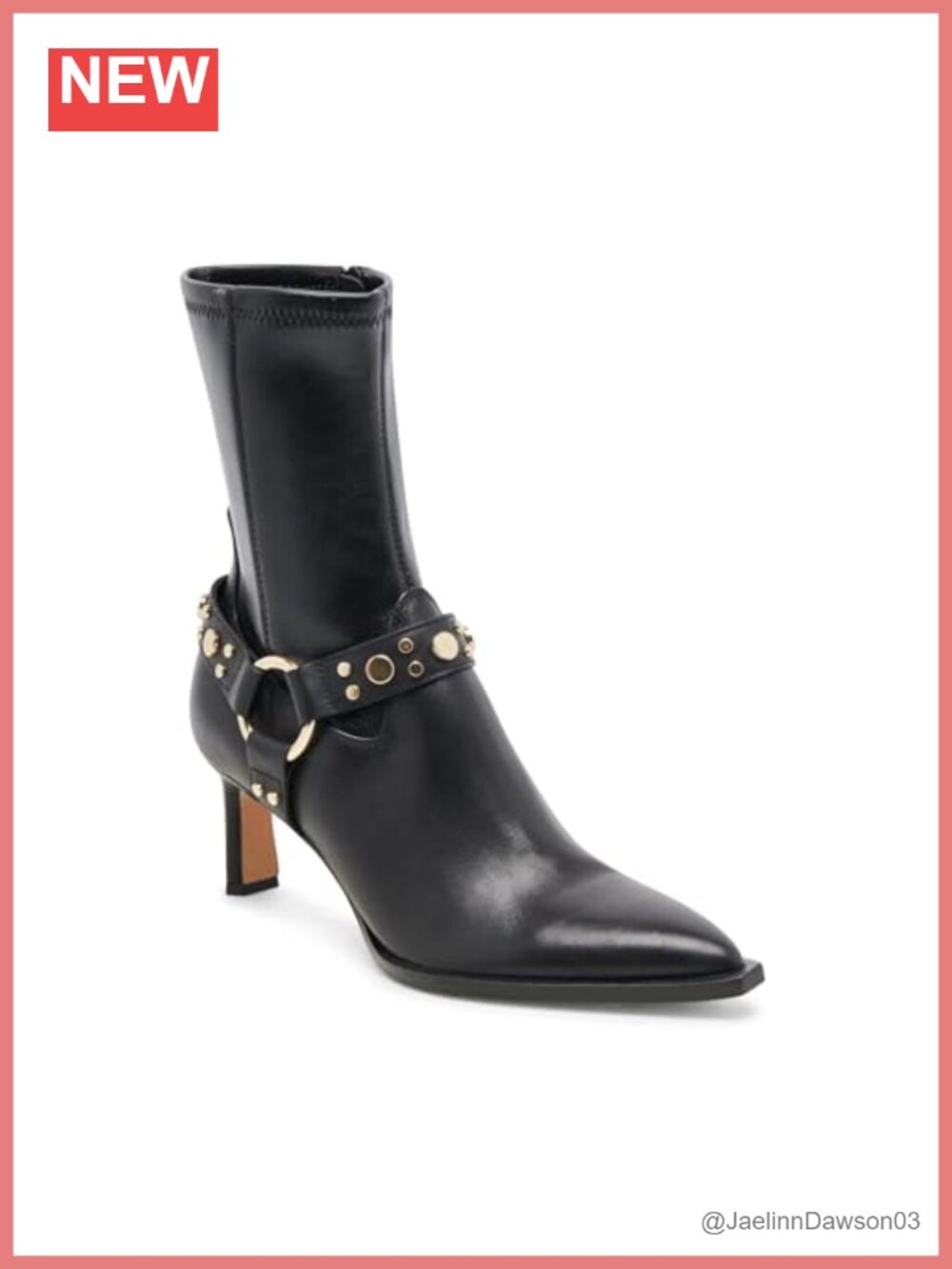 Pointed Toe Leather Fashion Ankle Bootie with Cone Heel